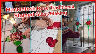 Mackintosh Rose Stained Glass Window Making [upl. by Atterys]