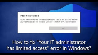 How to fix quotYour IT administrator has limited accessquot error in Windows in 30 sec 100 Working [upl. by Flagler]