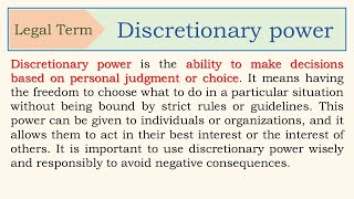 Discretionary power meaning [upl. by Stamata701]