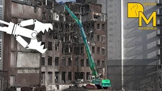 Impressive crushing entire building with mighty LIEBHERR 954C high reach 32m excavator [upl. by Lamarre]