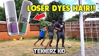 Tekkerz Kid amp Romello vs The Dad  HAIR DYE FORFEIT Football Challenge [upl. by Getter]