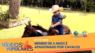 Menino de 4 anos apaixonado por cavalos [upl. by Ahsena]