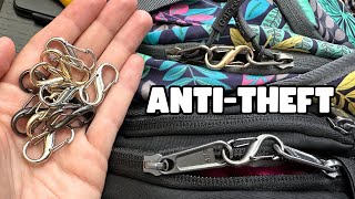 Deter Pickpockets AntiTheft Carabiner Zipper Locks Demo  Review [upl. by Quint]