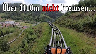 Über 1100m nicht bremsen  Schwarzwaldbob Gutach  Sommerrodelbahn in Singersbach [upl. by Sybila]