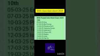 BISE PUNJAB 10TH CLASS DATE SHEET 2025 10TH CLASS DATE SHEET 2025 10TH DATE SHEET hameededucators [upl. by Notslah393]