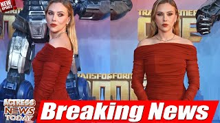 Scarlett Johansson stuns in brick red at Transformers premiere [upl. by Emearg]