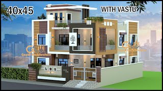 40X45 3D House Design  East Facing House Plan With Vastu  Villa Design  Gopal Architecture [upl. by Kiker]