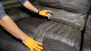 DEEP CLEANING a FILTHY sofa  Satisfying upholstery cleaning [upl. by Ayekram]