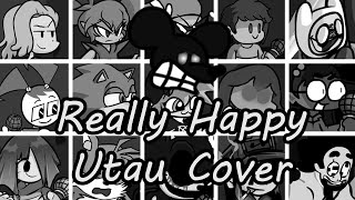 Really Happy Every Turn a Different Character Sings it FNF Really Happy Everyone  UTAU Cover [upl. by Kalina739]