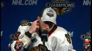 Patrick Kane talks to the media 6910 [upl. by Arretal165]