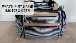 WHATS IN MY DIAPER BAG I PACKED FOR 3 KIDS I SKIP HOP GRAND CENTRAL [upl. by Dallis604]