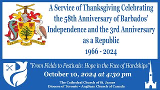 A Service of Thanksgiving Celebrating the 58th Anniversary of Barbados Independence [upl. by Schroer]