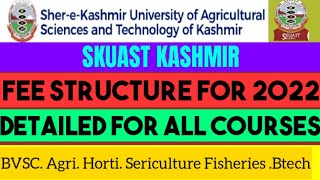 SKUAST 2022 Fee Structure For All CoursesBVSC AgricultureB techHorticulture And other courses [upl. by Littman145]