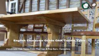 Bespoke Handmade Oak Tables  English Character Grade OAK Trestle Table [upl. by Eldredge]