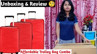 American Tourister Kamiliant ⚠️ 3 PC Set Trolley Bag Red Review amp Unboxing 🎁 [upl. by Monjan9]