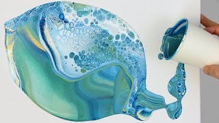 Drifting ocean acrylic flip cup pour with Australian Floetrol as cell activator [upl. by Ifill]