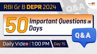 RBI Grade B DEPR 2024  50 Important Questions in 50 Days  Day 15 [upl. by Angelis]