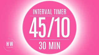 45 Second Interval Timer with 10 Second Rest  4510 HIIT Timer [upl. by Ettenwad]