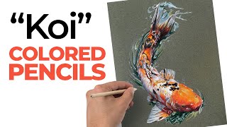 Koi Fish Drawing with Colored Pencils [upl. by Aneerbas]