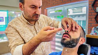 Turkish Master Barber Energy 110 – ShaveWaxMassageNeck Crack ASMR  Istanbul 🇹🇷 [upl. by Etnahsal995]