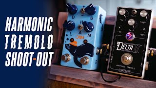 Harmonic Tremolo SHOOTOUT Jam Pedals Harmonious Monk vs Spaceman Effects Delta II [upl. by Lacie]