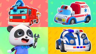 Lets Repair Fire Truck Police Car and Ambulance  Monster Truck  Kids Song  BabyBus  Cars World [upl. by Pietje]