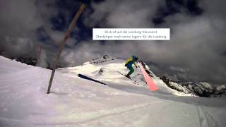 Freeski snowpark How to do a 360 on freestyle ski german [upl. by Ostler]