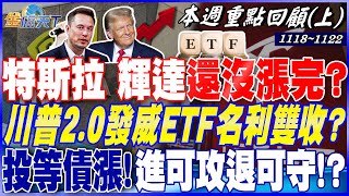 特斯拉 輝達還沒漲完？川普20發威ETFquot名利雙收quot？ 美過去五次降息循環 quot投等債quot都漲！進可攻退可守！？｜2024111820241122【本週重點回顧 上】 [upl. by Undine]