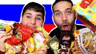 AMERICANS TRY RUSSIAN SNACKS MUKBANG w Vardan and Joe [upl. by Retsae]