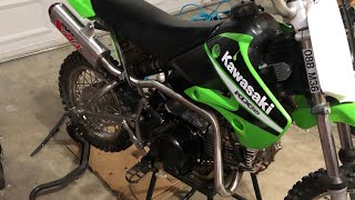 Kawasaki KLX 110 1st Gen Custom PitBike build part 2  BIG GUN Pipe and BBR U FLOW Intake install [upl. by Eelnodnarb]