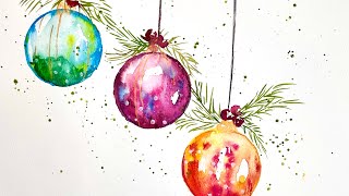 Watercolor Holiday Baubles  a classic🌲 [upl. by Eidde883]