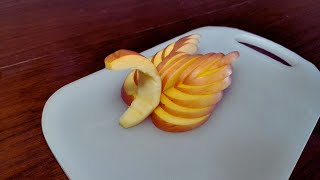 Slicing an apple to make a swan garnish  food art asmr [upl. by Nylrebmik707]