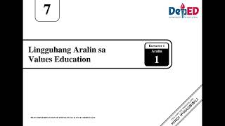 Grade 7 Values Education Matatag Lesson Exemplar Q1 W1 [upl. by Khalil12]