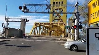 Capitol Mall Railroad Crossing Activates For Tower Bridge Full Activation Hawaiian Chieftain Ship [upl. by Riebling587]