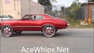 AceWhipsNET Red Oldsmobile Cutlass on 28quot TIS RUNNING [upl. by Figone]