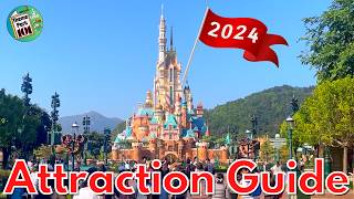 Hong Kong Disneyland ATTRACTION GUIDE  2024  All rides amp Shows  NEW World of Frozen land [upl. by Yesdnik890]