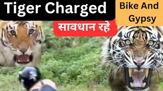 Tiger Charged On Gypsy and Bike At Sitabani  Jim Corbett National Park [upl. by Donata]