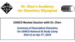 Summary of Descriptive Chemistry  Part 1 for USNCO National and Study Camp [upl. by Helga]