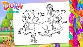 Coloring Dora the expolorer  Dora Diego amp baby Jaguar  Coloring pages  Coloring book [upl. by Ame]