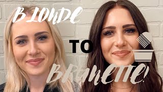 HOW TO TAKE A BLONDE TO BRUNETTE STEP BY STEP HAIR TUTORIAL [upl. by Yasdnyl]