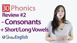 English Phonics Review 2 Consonants  Short Long Vowels [upl. by Htebasil]