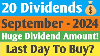 20 High Dividends  Ex Date September 2024  Rs 5 To 90  Share Best September Dividend Analysis [upl. by Stuppy]