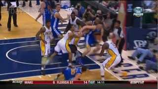 Hibbert ejected for fight in PacersWarriors game 02262013 [upl. by Diane]