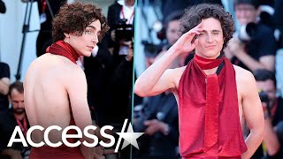 Timothée Chalamet Rocks Daring Backless Look At Venice Film Festival [upl. by Awahsoj]