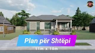 Plan per shtepi njekateshe 10x11 metra 4 dhoma gjumi 3 banjo  Arkitekti Online [upl. by Arrik]