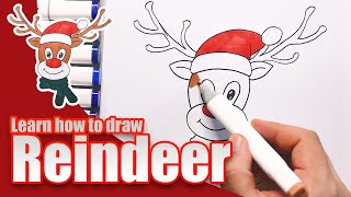 Learn how to draw a reindeer  Christmas drawing  stepbestep tutorial [upl. by Per724]