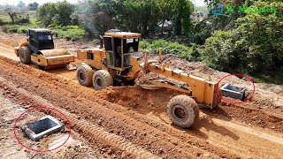 Best Action Process Expert Driving Grader Trimming Red Gravel Making Village Roads Foundation Skills [upl. by Forrest983]