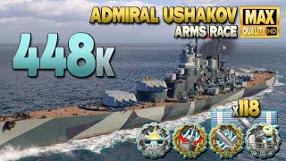 Battleship Admiral Ushakov Giantic game on map Loop  World of Warships [upl. by Enaenaj]