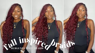 Fall Color 🍁 Inspired DIY Boho Knotless Braids Tutorial Human Ends Hack  ft Eayon Hair [upl. by Ayotel]