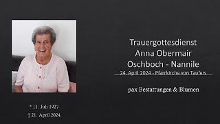 Trauergottesdienst Anna Obermair  OschbochNannile [upl. by Jesus]